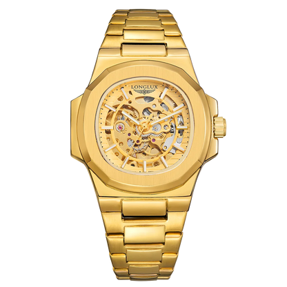 LONGLUX Men automatic mechanical watch luxury watches waterproof skeleton business cheap wholesale stainless steel gift watch