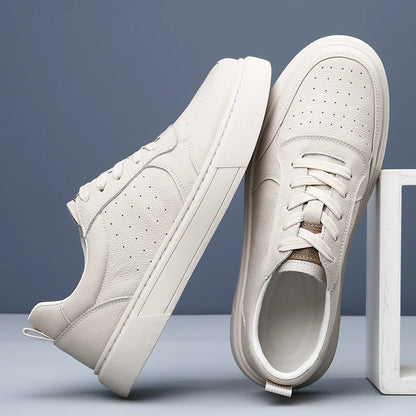 Sapatilhas DIMANYU para homem em pele genuína, novas para o verão de 2026, sapatos casuais para homem com plataforma, atacadores, estilo simples e moderno, respiráveis