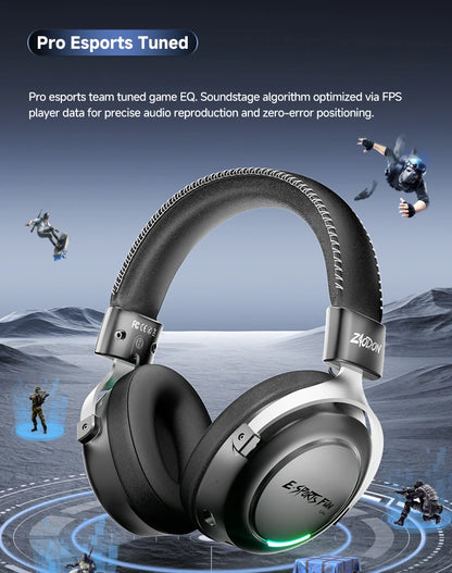HaaYot Professional Wireless Gaming Bluetooth 6.0 Headset, 7.1 Virtual Surround Sound, Low Latency 15ms for PC, PS5, Mobile, Switch