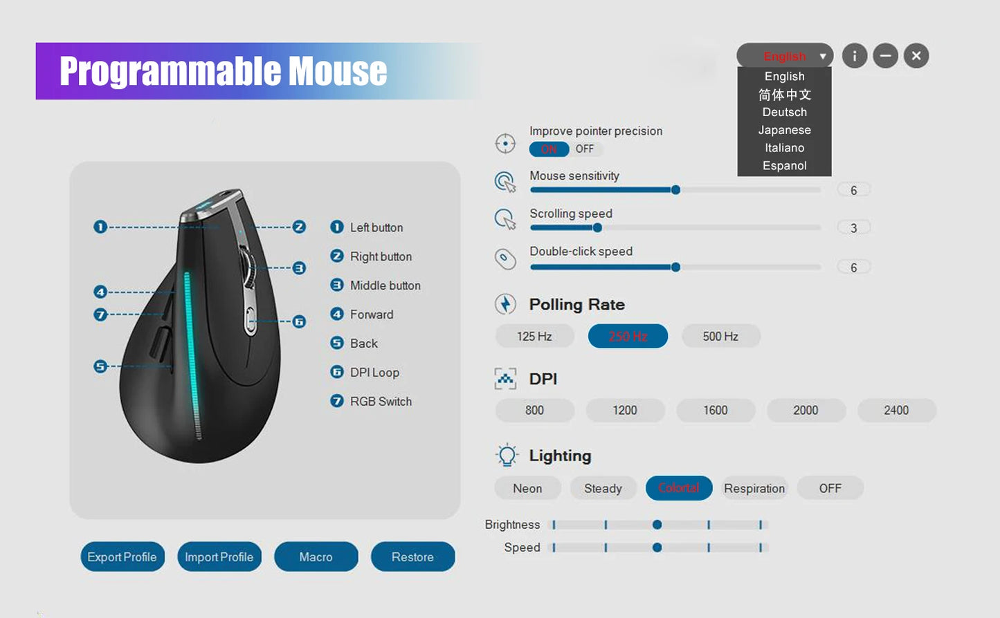 Lefon F26C Vertical Mouse, Wireless with OLED Screen, Bluetooth Ergonomic Mouse, Optical Rechargeable Gaming Mice for PC Laptop