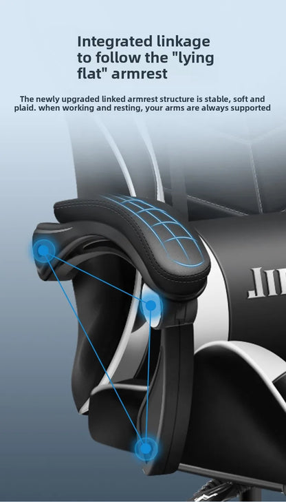 Cadeira gaming confortável, ergonómica e reclinável, com massagem e rotação, ideal para uso sedentário