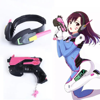 Pistola arma de D.Va Hana Song de Overwatch, accesorio cosplay tipo auricular, accesorio de cosplay y juguete para fiestas de Navidad y Halloween