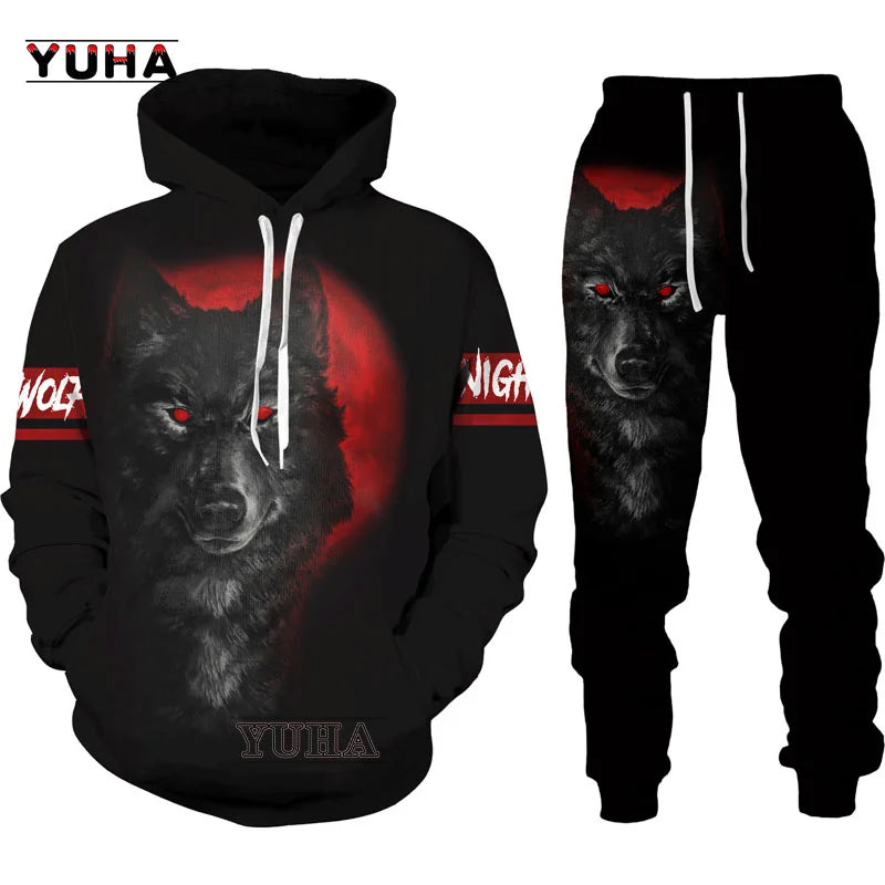 3D-bedruckter Wolf-Hoodie Unisex – cooler Pullover mit Tiergrafik, Sweatshirt für Herren-Streetwear