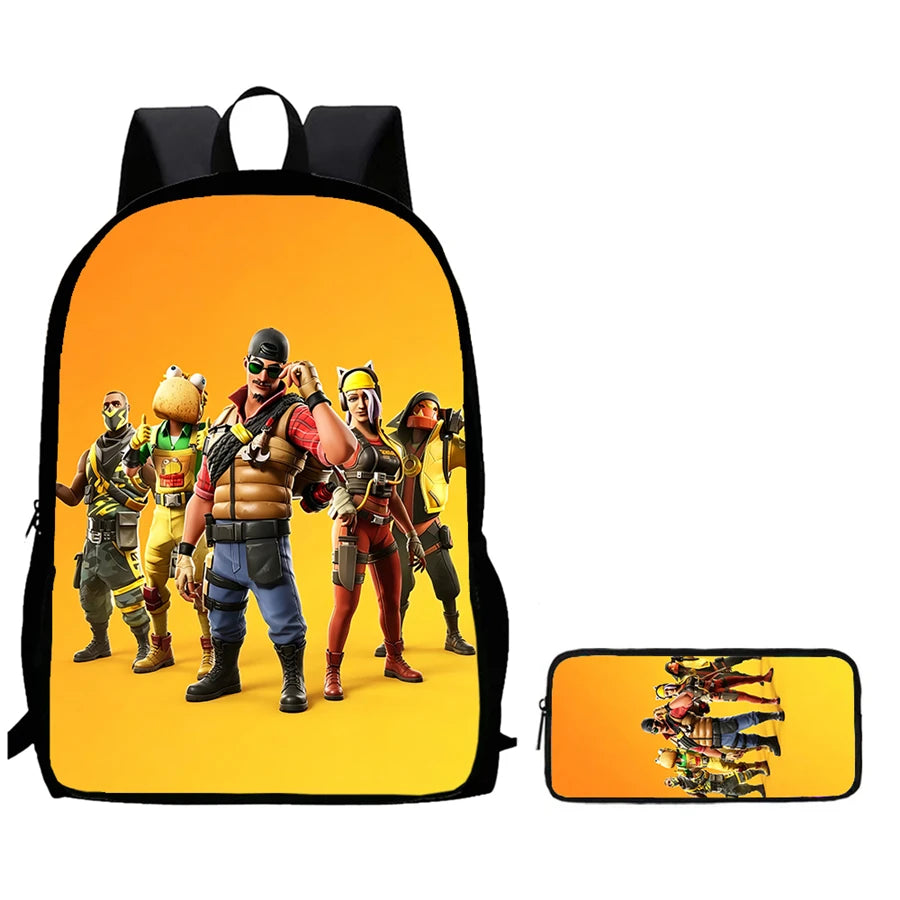 Conjunto de Mochila Infantil Fortnite de 2 Peças com Estojo, Leve e Resistente, Saco Escolar para Rapazes e Raparigas dos 6 aos 9 Anos, Material Escolar Diário
