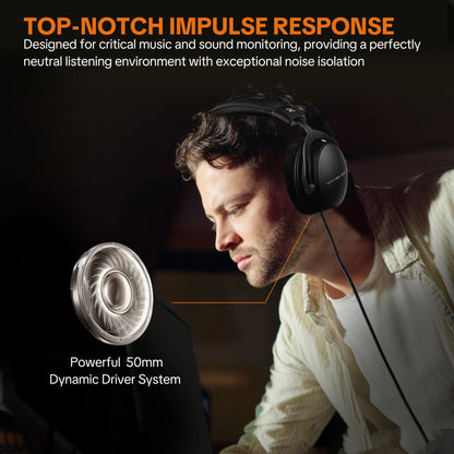 Auscultadores de Estúdio TALOMEN W550x – Auscultadores Profissionais de DJ com Fio, Over-Ear, para Monitorização, com Drivers de 50mm e Cabo Amovível