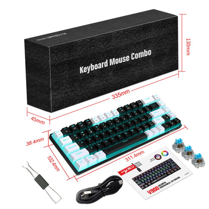 Mechanische Gaming-Tastatur 60% USB, weiße Tasten, Mini-Gamer-Tastatur, ergonomische Computertastatur mit Hintergrundbeleuchtung, Musica teclado pc