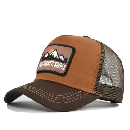 Letter Mesh Breathable Hat Women Men Embroidery Blocking Baseball Cap Sunshade Outdoor Sports Cycling Travel Sun Hat Dad Hat