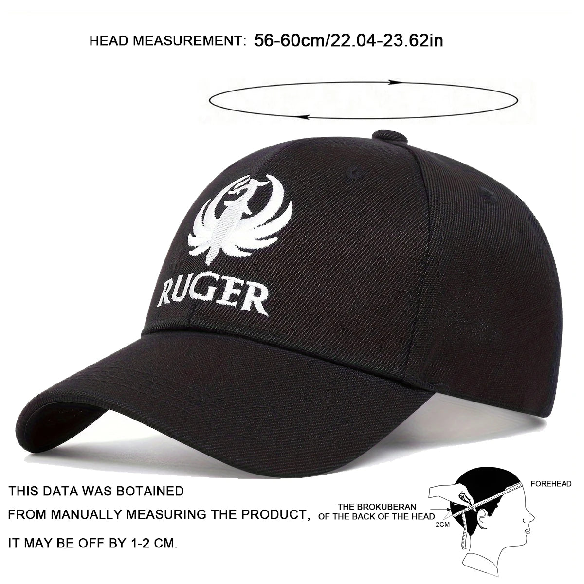 Unisex RUGER Letter Embroidery Baseball Caps Spring and Autumn Outdoor Adjustable Casual Hats Sunscreen Hat Sports Cap