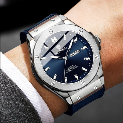 Relógio para homem, estilo casual, bracelete em pele, modelo automático ou de quartzo, acessório de luxo, ideia ideal para presente, relógio de pulso na moda.