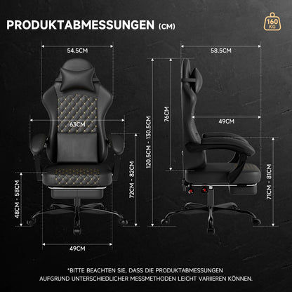 Cadeira Gaming Ergonómica PINGGO com Apoio para os Pés, Massagem, Pele PVC, Cadeira de Escritório para PC Gaming, Capacidade de Peso 150kg