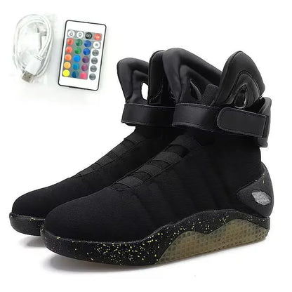 Men Remote Control LED Mag Shoes Fashion Light-Up Sneakers Air Shoes USB Rechargeable Shoes Back To The Future Boots 1989
