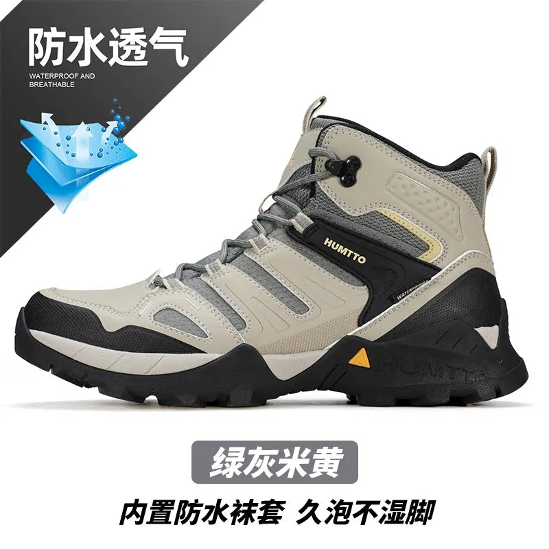Zapatos de senderismo HUMTTO, botas de caza impermeables para hombre, botas tácticas de combate para desierto hasta el tobillo, botas de trekking para hombre y mujer, zapatillas cálidas de cuero