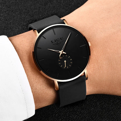 Reloj para hombre LIGE: estilo deportivo y moderno, marca de lujo, resistente al agua, diseño minimalista y ultradelgado, reloj de cuarzo para hombre