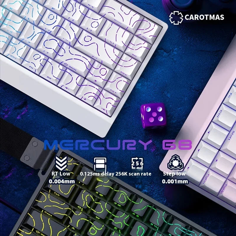 IROK Carotmas Mercury68 mechanische Tastatur mit Magnetschaltern, 8K, 68 Tasten, RT 0.004mm, geringe Latenz, individuell anpassbare kabelgebundene Gaming-Tastatur, PC-Geschenk