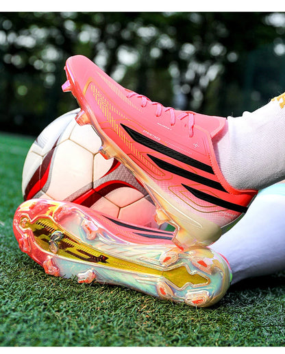 Chaussures de football pour adultes, économiques, en tissu mélange de polyuréthane, avec crampons en caoutchouc résistants et antidérapants, idéales pour les amateurs et les passionnés de football.
