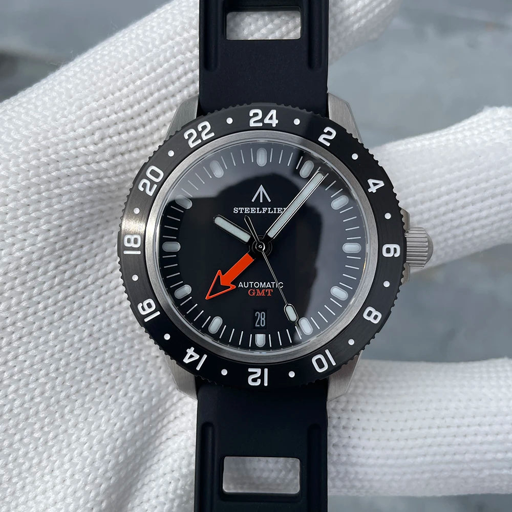 STEELFLIER Official SF793 Luxury GMT Mechanical Wristwatch Steel Bezel NH34 Movement Super Luminous 20Bar Waterproof Dive Watch