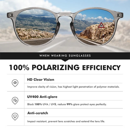 LM Retro Round Sunglasses Women Men Ultralight TR90 Polarized Unisex Driving Shades Vintage Sun Glasses UV400 Gafas De Sol