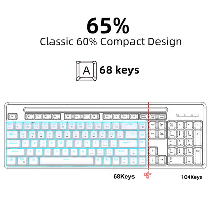 Mechanische Gaming-Tastatur 60% USB, weiße Tasten, Mini-Gamer-Tastatur, ergonomische Computertastatur mit Hintergrundbeleuchtung, Musica teclado pc