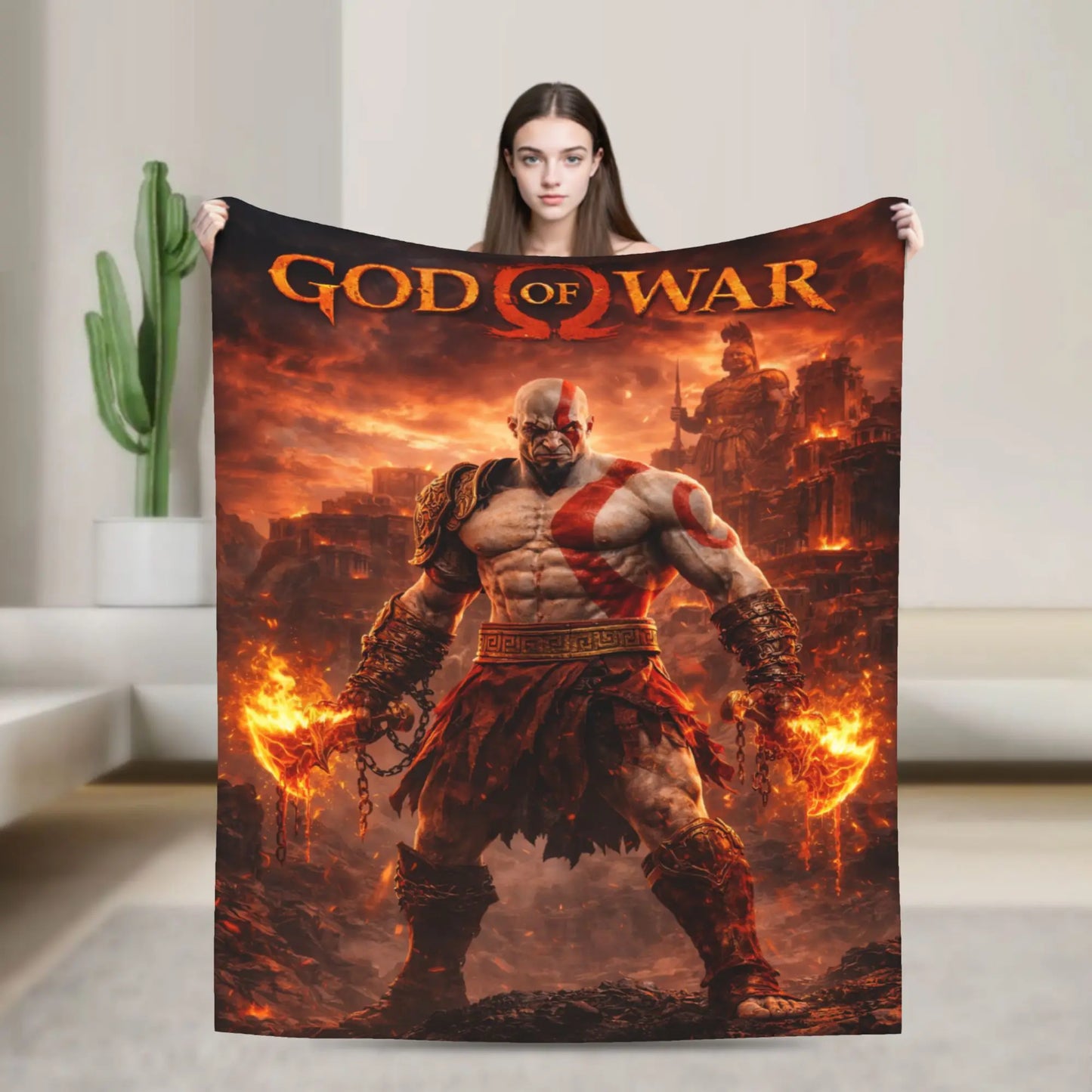 God of War Game Gamers Kratos Blanket Quality Super Soft  Throw Blanket Spring Decorative Couch Chair Sofa Bed Pattern Bedspread