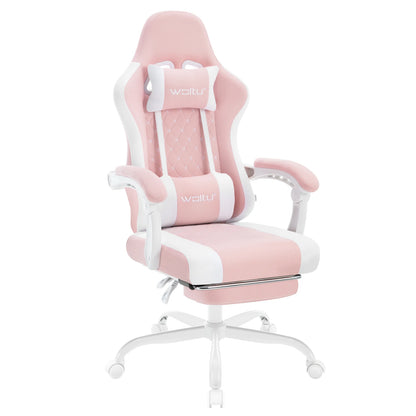 Sedia da ufficio girevole WOLTU con funzione massaggio, poltrona ergonomica con cuscino e poggiapiedi, sedia gaming regolabile in altezza