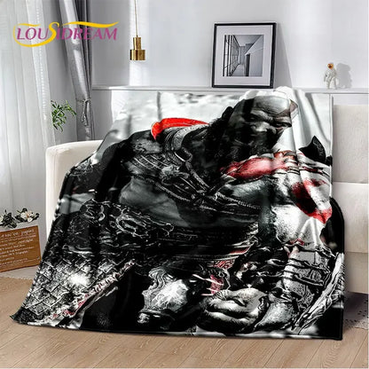 God of War Game Gamers Kratos Soft Plush Blanket,Flannel Blanket Throw Blanket for Living Room Bedroom Bed Sofa Picnic Cover Kid