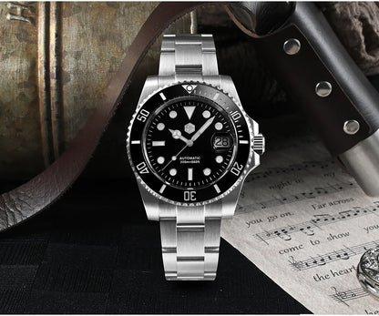 San Martin Watch New Upgraded Sub Men's PT5000 ST2130 Automatic Diving Watches with Ceramic Bezel 200m Waterproof Sapphire SN0017G