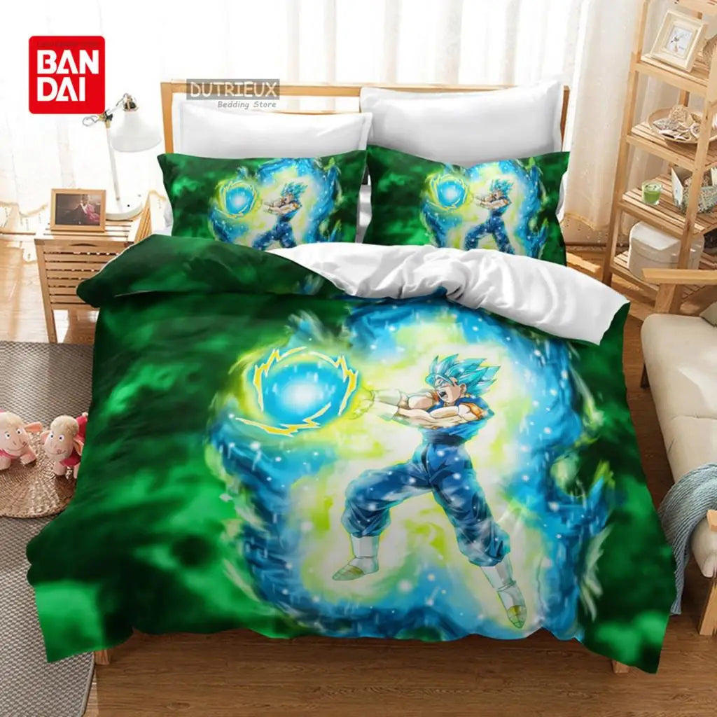 Bandai Animie Dragon Ball Bedding Set Goku Duvet Cover Quilt Cover Queen King Bedroom Home Textile Children Kids Boys Adult Gift