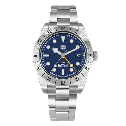 San Martin Neue 39mm NH34 BB GMT Automatikuhr, mechanische Sportuhr, Saphirglas, Leuchtanzeige, wasserdicht bis 100m, für Herren, Relogio SN0054