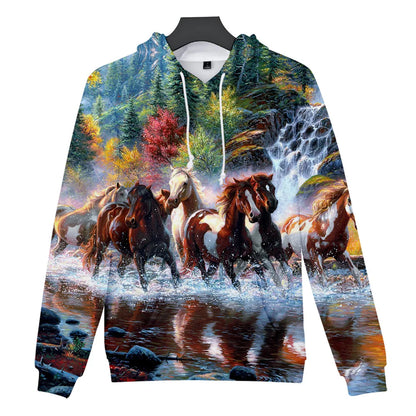 Classic Dolphins tigers wolves galloping horses animal 3D Print Hoodies Long Sleeve Sweatshirts Adult/Child Casual Pullovers