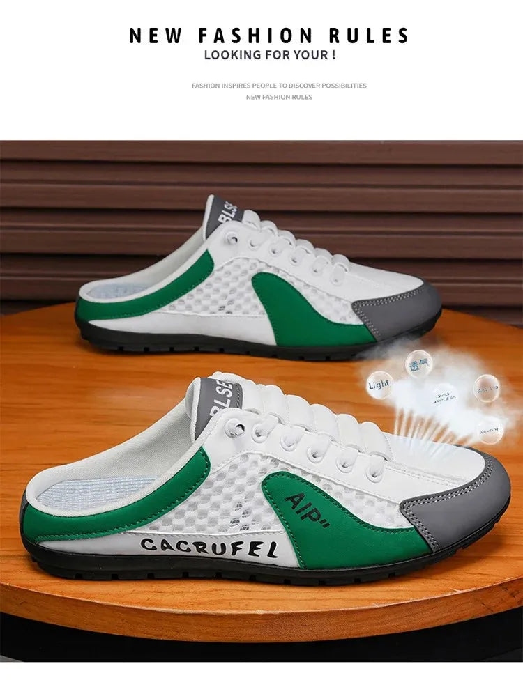 Slip-On-Sportschuhe für Herren mit Schnürung, atmungsaktivem Mesh, unisex, für Frühling und Herbst, niedrig geschnitten, flach, schnell und einfach anzuziehen