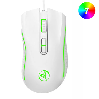 Escolha popular HXSJ A869 rato gaming com fio ótico ergonómico RGB em ABS, ajuste de resolução em 4 níveis para portátil e PC