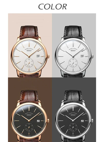 Orologio BORMAN BM3817 TOP nuovo 42 da uomo di lusso, meccanico automatico, vetro zaffiro, ultrasottile, impermeabile 50M, con sottoquadranti
