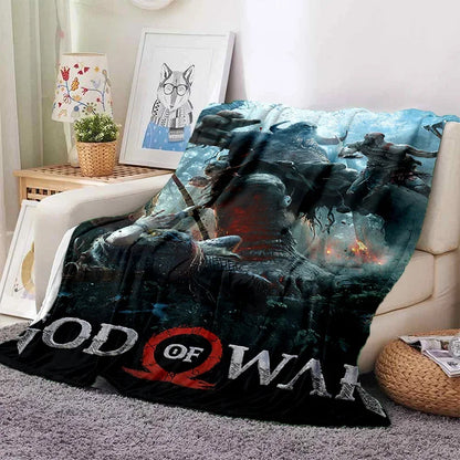 God of War Games Kratos Cartoon Soft Flannel Blanket for Beds Bedroom Sofa Picnic,Throw Blanket for Cover Outdoor Leisure Gift