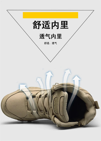 Men Tactical Boots Desert Waterproof Work Safety Shoes Hiking Shoes Ankle Men Outdoor Boots