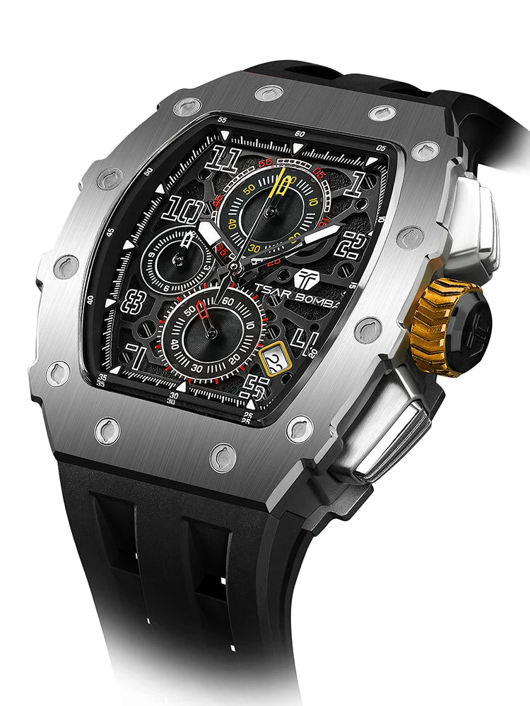 Reloj TSAR BOMBA New TB8204 para hombre, cronógrafo de cuarzo japonés, resistente al agua 50M, reloj de pulsera deportivo de moda, reloj masculino de lujo, regalo para hombre