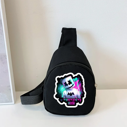Fortnite Umhängetasche mit Game-Print für Kinder, Mini-Brusttasche, klassische schwarze Schultertasche und Geldbörse, geeignet für Schule und Outdoor-Aktivitäten