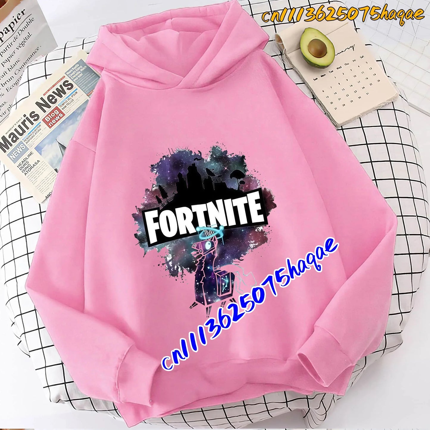 Hoodies infantis Fortnite com estampado do jogo, fato confortável de desenho animado, tops largos de manga comprida, roupa de outono/inverno