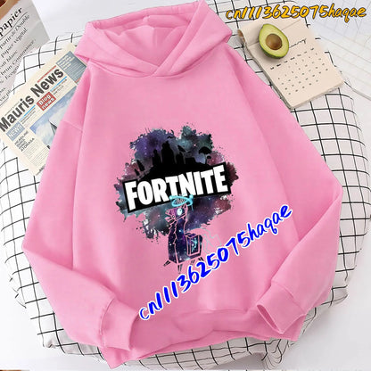 Hoodies infantis Fortnite com estampado do jogo, fato confortável de desenho animado, tops largos de manga comprida, roupa de outono/inverno