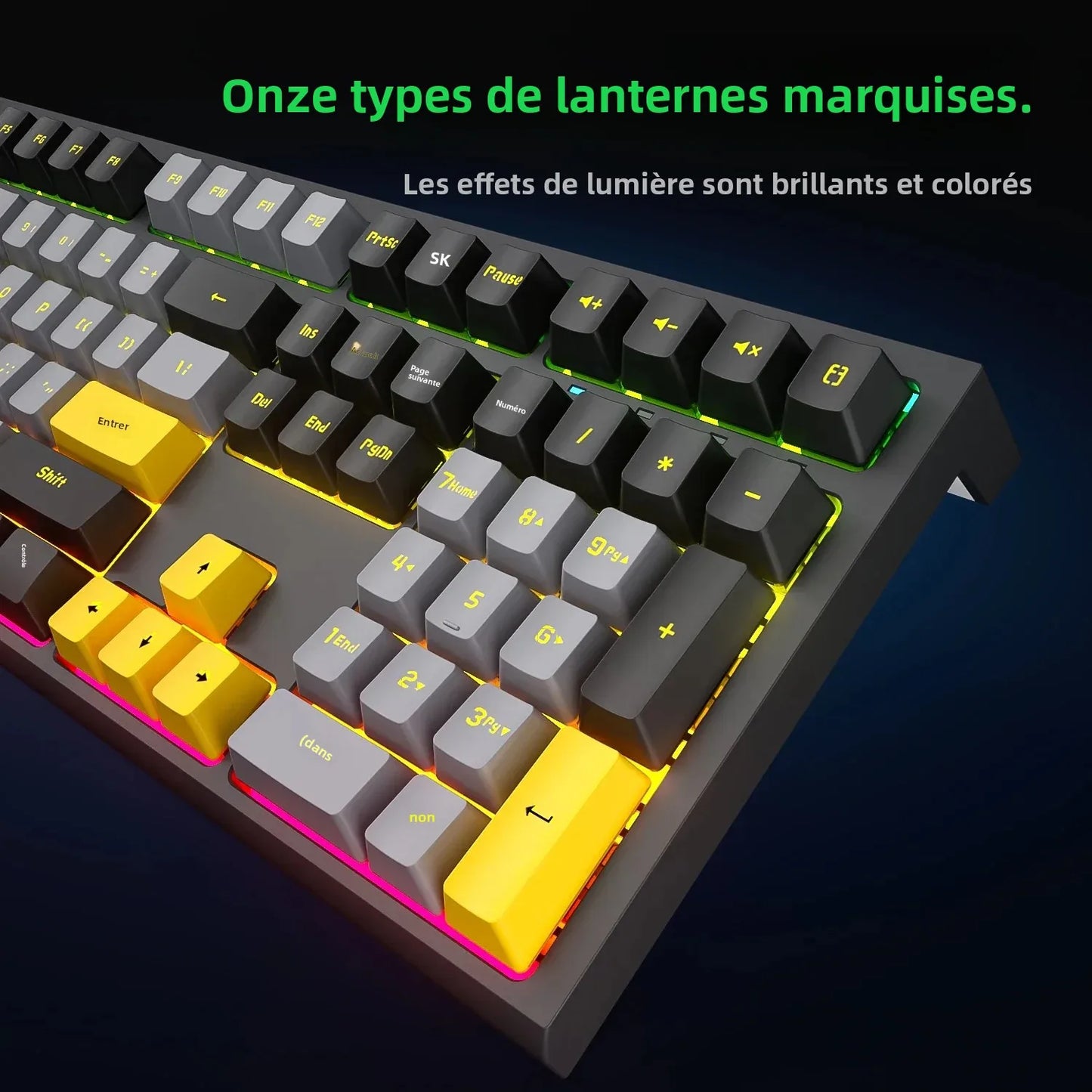 Teclado Gaming Mecânico com Fio de 108 Teclas e Retroiluminação RGB | Chip Gaming | Baixa Latência | Anti-Ghosting | para Jogadores de PC Win/Mac