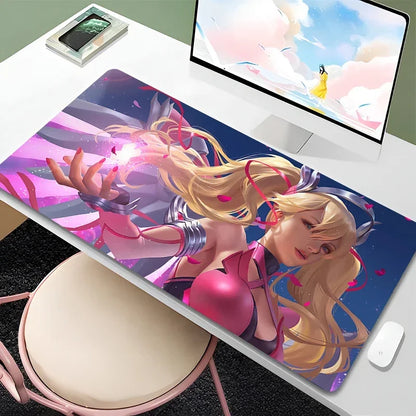 Overwatch Mercy Mauspad PC Gamer Cabinet Kawaii Mousepad XXL Sexy Anime Girl Tastaturunterlage Laptop-Gaming-Zubehör Schreibtischmatte