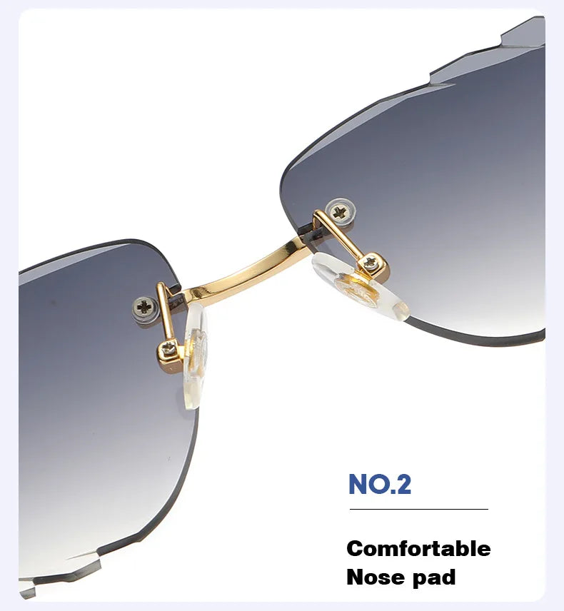 Retro Sunglasses Women Brand Designer Rimless Sun Glasses Fashion Shades Irregular Cutting Lens Ladies Frameless Eyeglasses