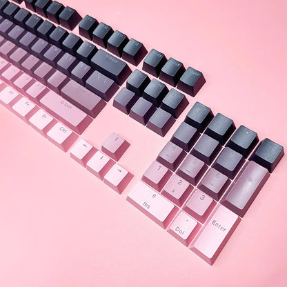 RGB-Gamer-Tastenkappen mit Farbverlauf-Hintergrundbeleuchtung für mechanische Tastaturen mit MX-Switches, OEM-Profil, PBT-Keycaps, Weiß/Blau, ISO-Layout, DIY-Tastenkappen