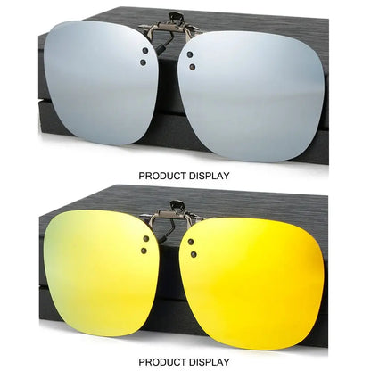 Metal Clip Clip-On Polarized Sunglasses Convenient Rimless Flip-up Sun Glasses for Prescription Glasses UV400 Polygonal Shades
