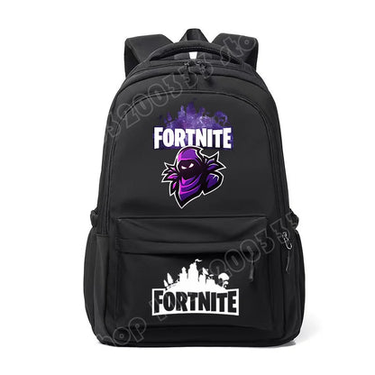 Mochila Fortnite para Crianças, Portátil e de Grande Capacidade, Mala Escolar de Estudante com Estampado Cartoon e Alças de Ombro, Material Escolar para Rapazes, Presente