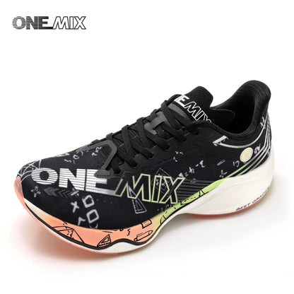 ONEMIX Sapatilhas de Corrida de Maratona em Nylon Carbon Board, Alívio de Impacto, Suporte Estável Profissional, Ressalto Ultraligeiro