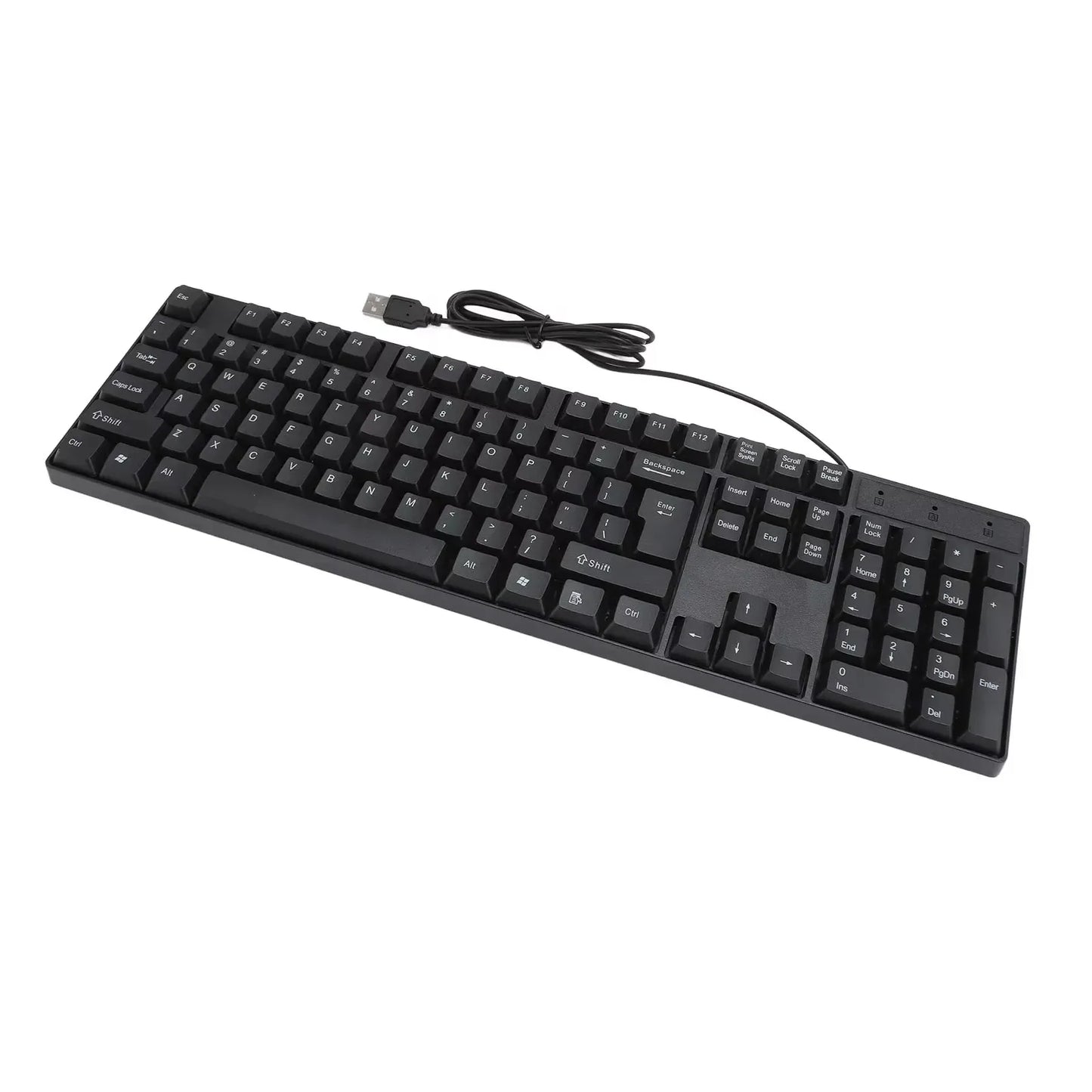 104-Tasten-USB-Tastatur mit Kabel, Englisch/Russisch/Spanisch/Französisch, ergonomisches Design, Gaming-Tastatur für Büro, Laptops und Desktops