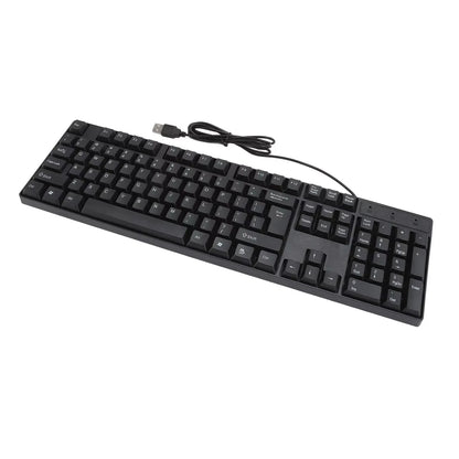 104-Tasten-USB-Tastatur mit Kabel, Englisch/Russisch/Spanisch/Französisch, ergonomisches Design, Gaming-Tastatur für Büro, Laptops und Desktops