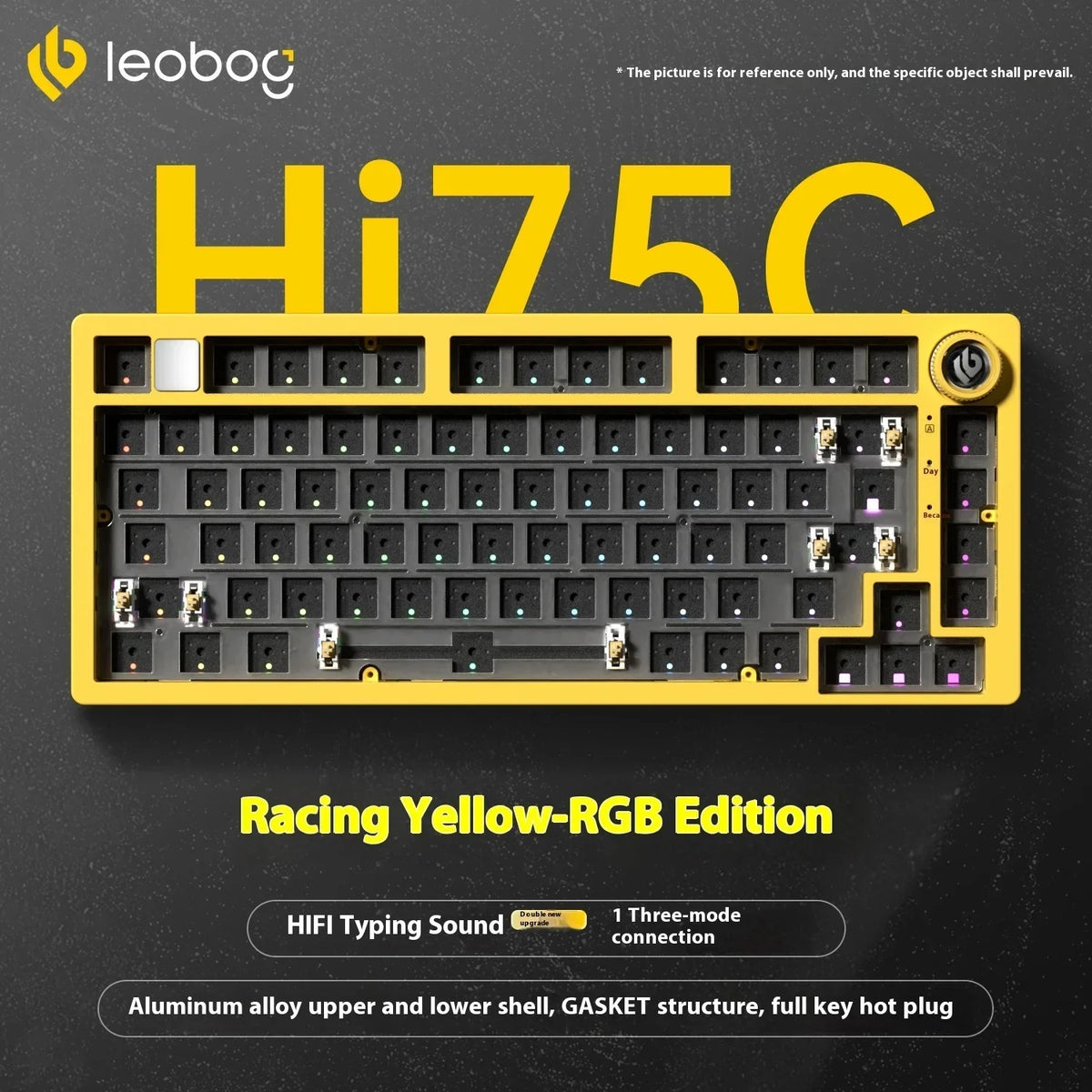 LEOBOG Hi75C Mechanical Keyboard 3Mode/Wired kit Hot Swap With Knob RGB Aluminium Alloy Gasket Hi75C Keyboard Kit PC Custom Gift