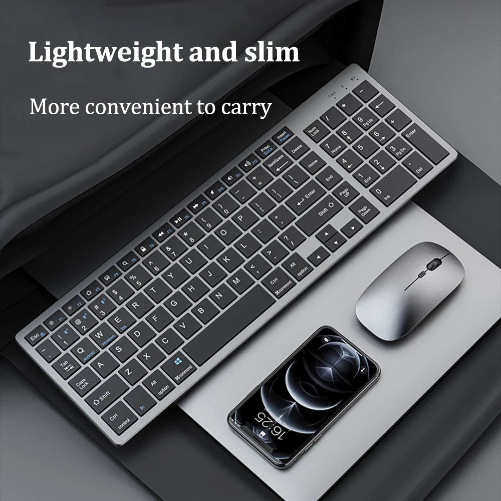 Dual-Mode Wireless Keyboard Bluetooth 5.0 & 2.4G Rechargeable Keyboard, 102 Keys Multi-Device Wireless Keyboard for MacBook, Laptop, Tablet & PC