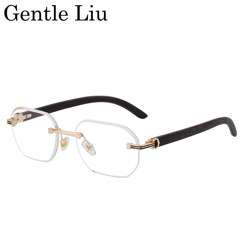 Vintage Square Rimless Sunglasses Men 2026 Luxury Brand Trendy Frameless Punk UV400 Eyewear Anti Blue Light Prescription Glasses